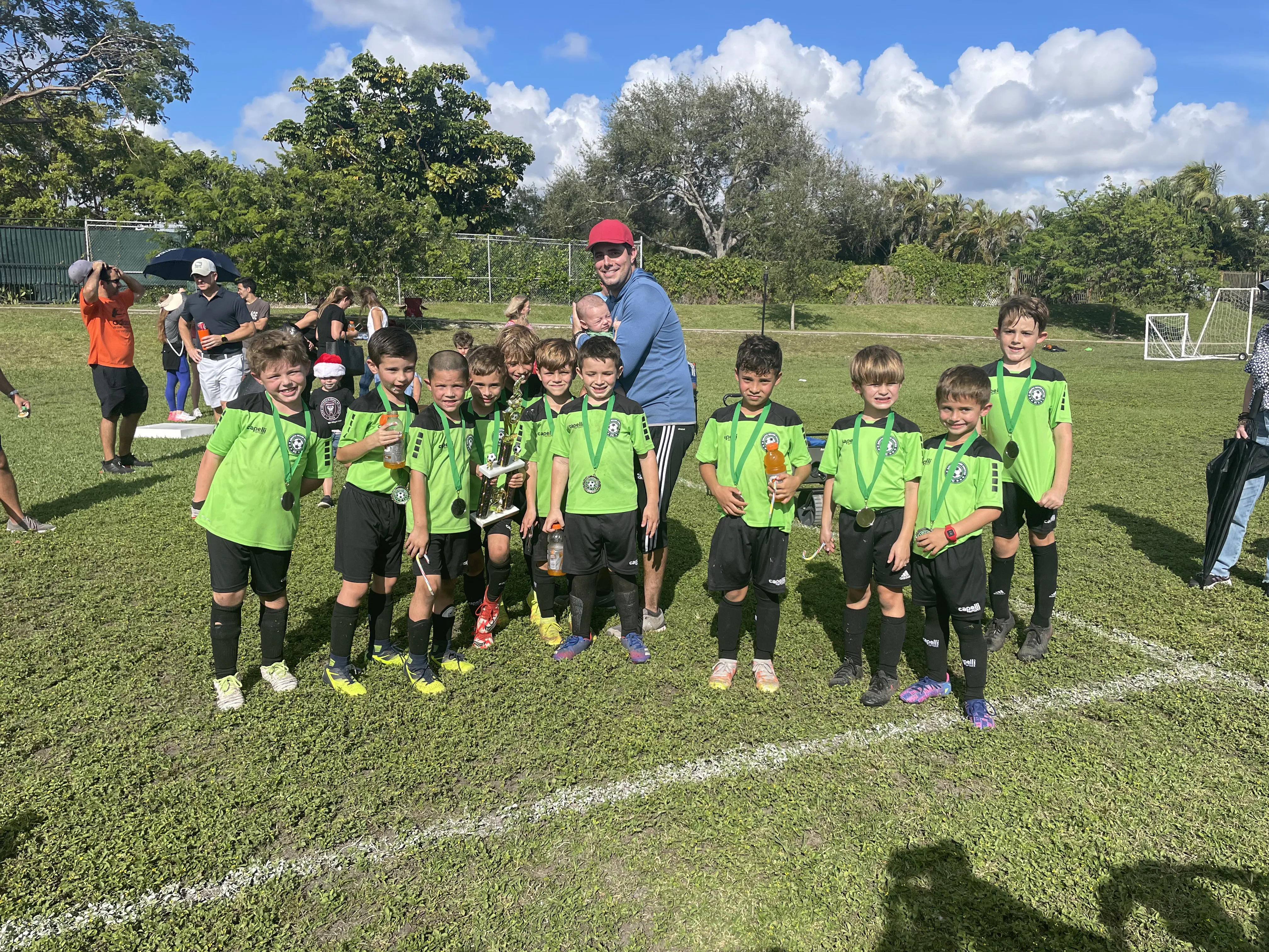 Youth soccer training session in Coral Gables